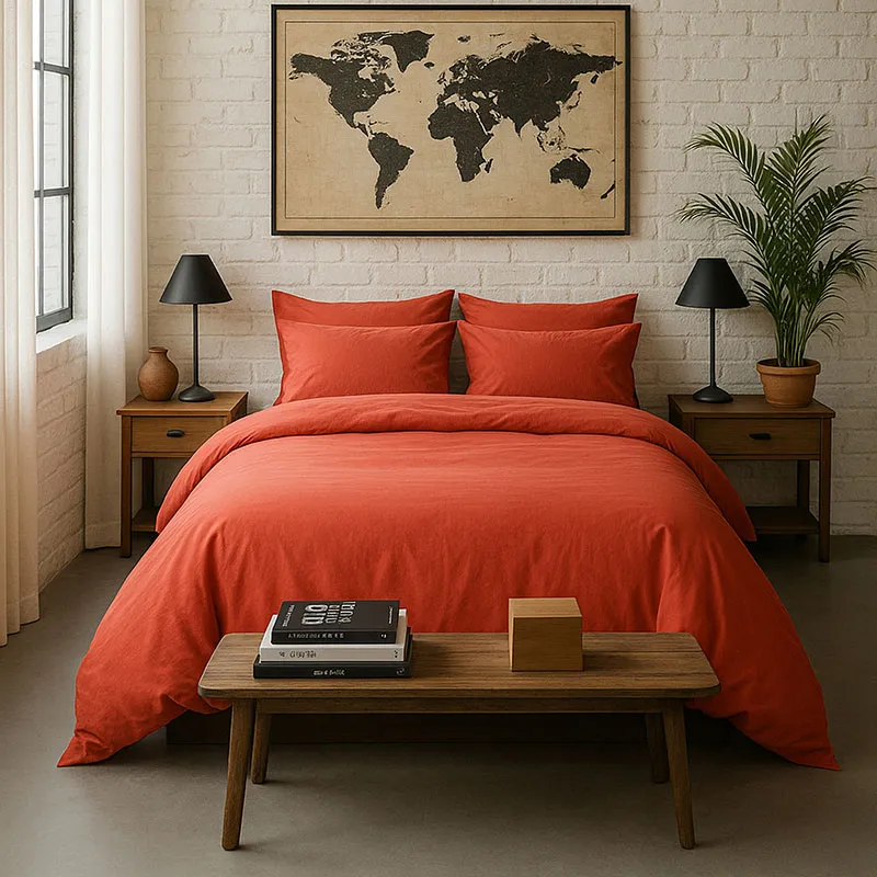 H. de Couette Percale de coton Terre de sienne-1