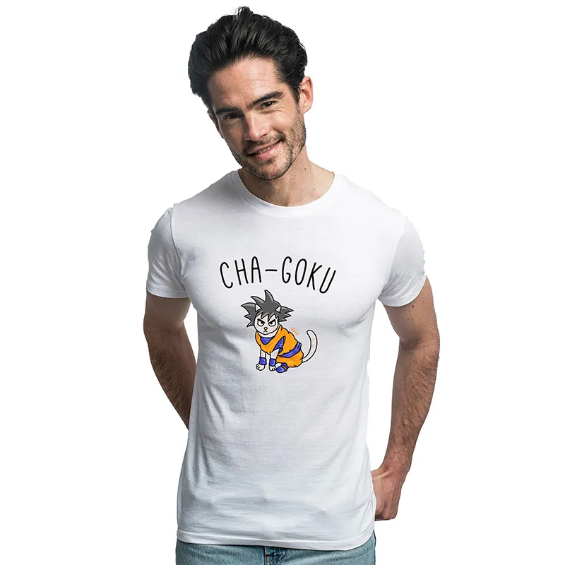 T-shirt Homme Chat goku BIO - Blanc-0