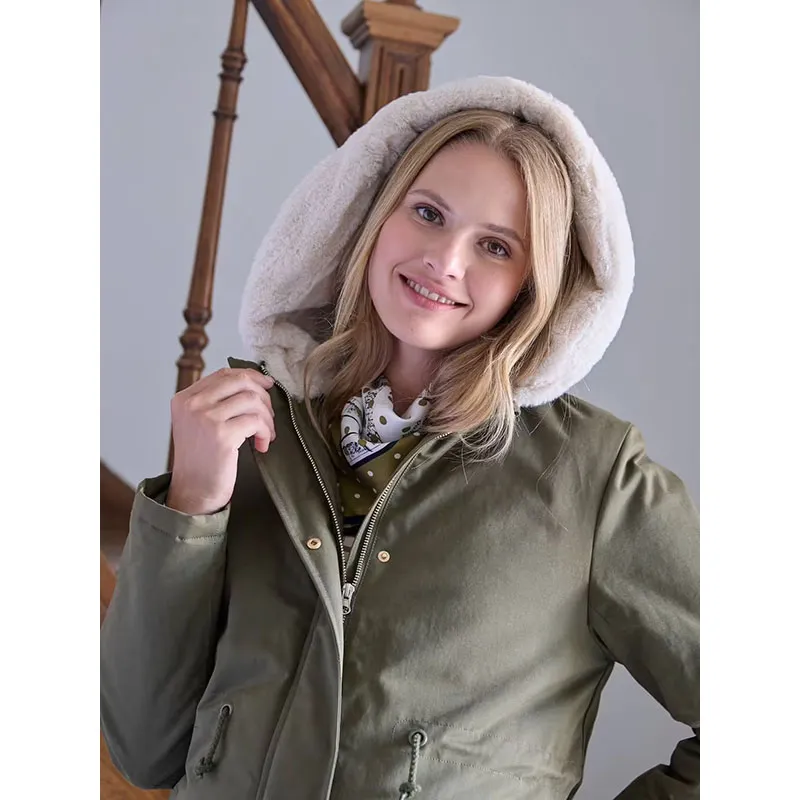 Parka de grossesse fourée - Kaki-2