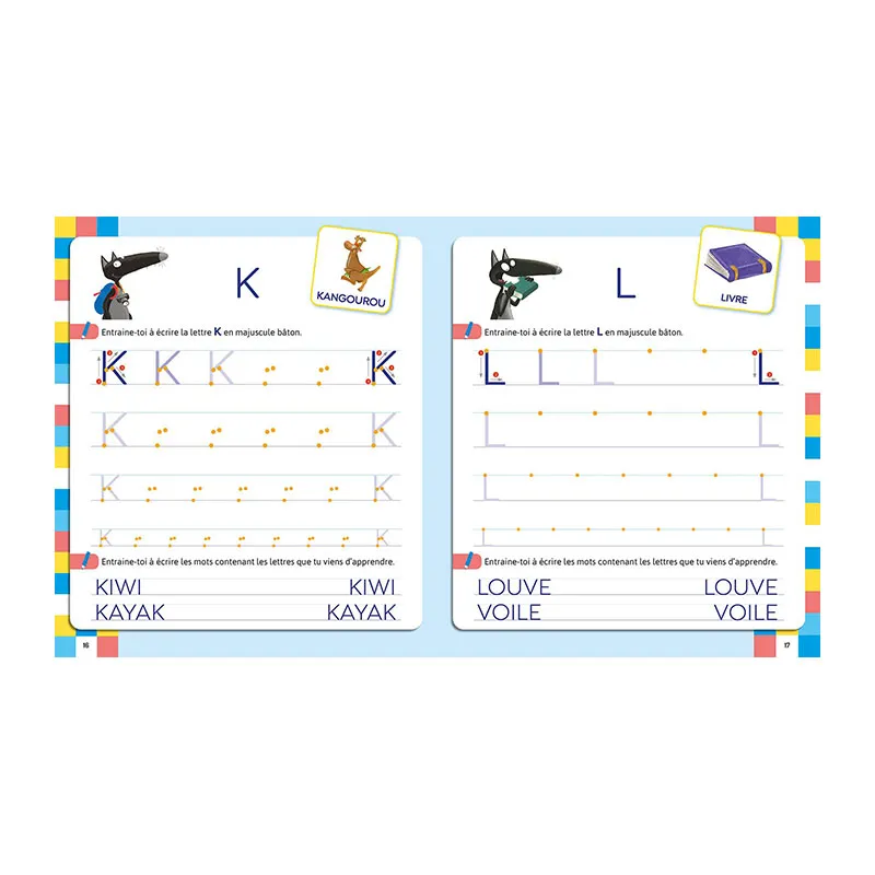 Mon cahier d'écriture Lettres bâtons avec Loup - 4+-1