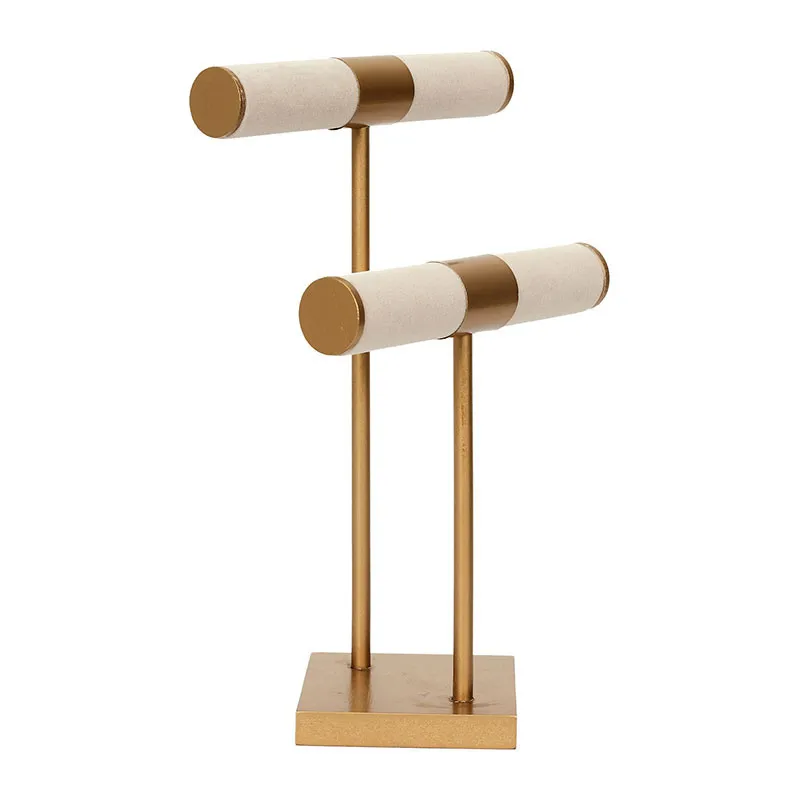 Porte bijoux double Beige/Doré - 21x14x29.5cm-3