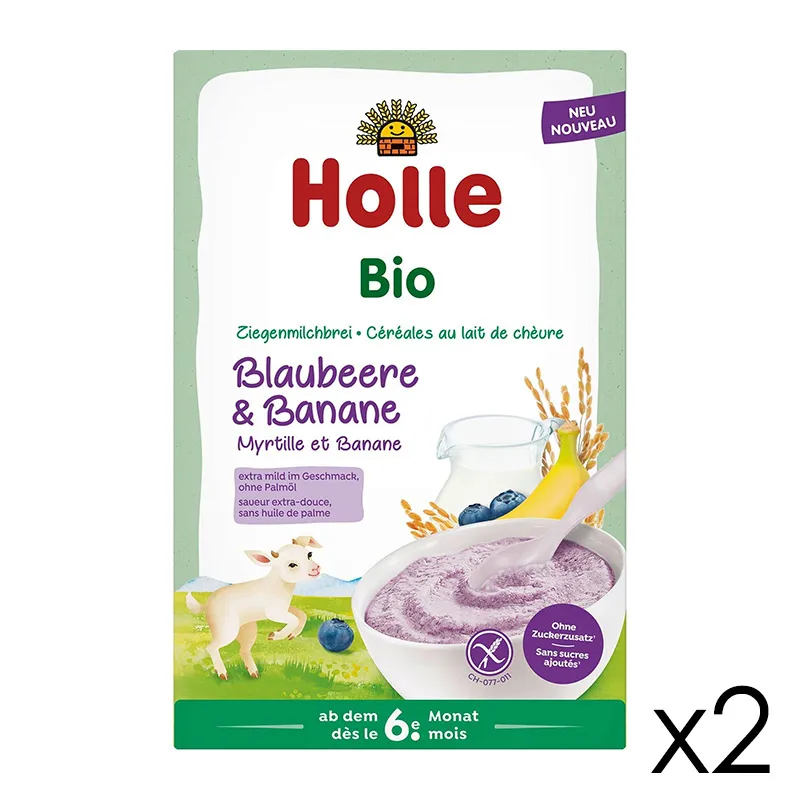 2x250g Céréales au lait de chèvre, myrtilles & banane BIO - 6m+-0