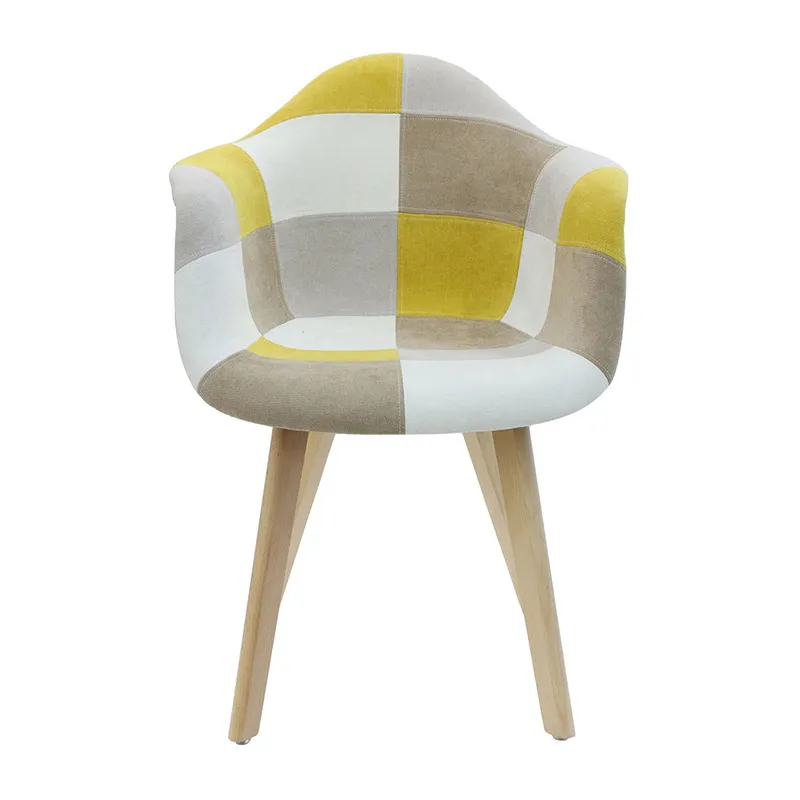 2 Fauteuils patchwork Jaune - 59x64.5x85cm-2