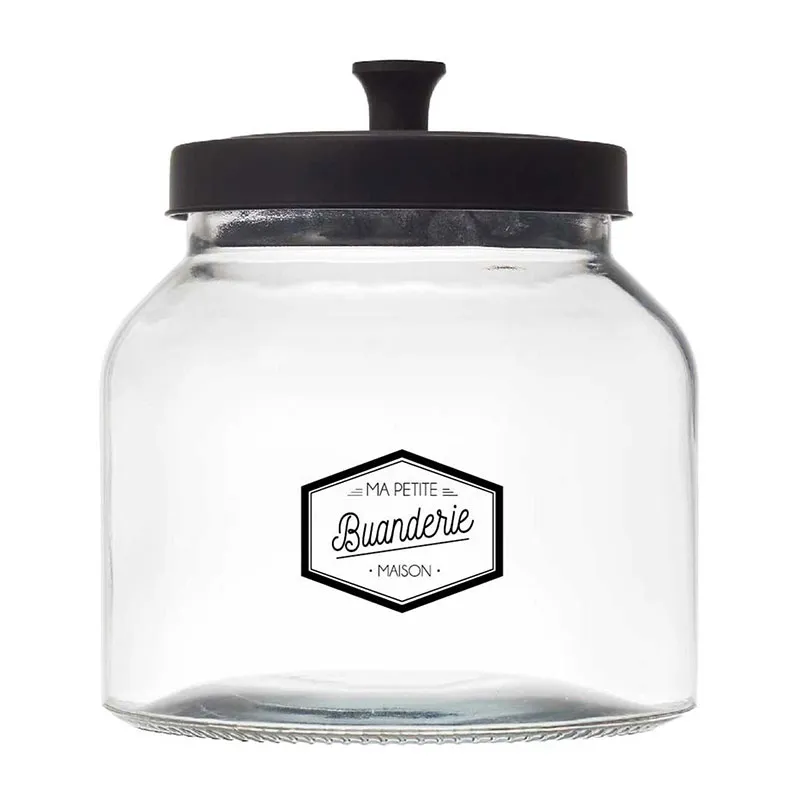 Bocal Verre + couvercle Noir - 2L-0