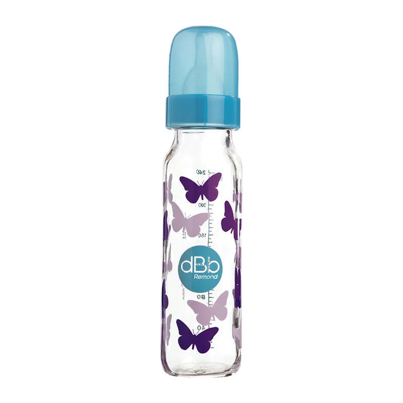 Biberon Régul'air Verre 240ml Papillons Turquoise - 0m+-0