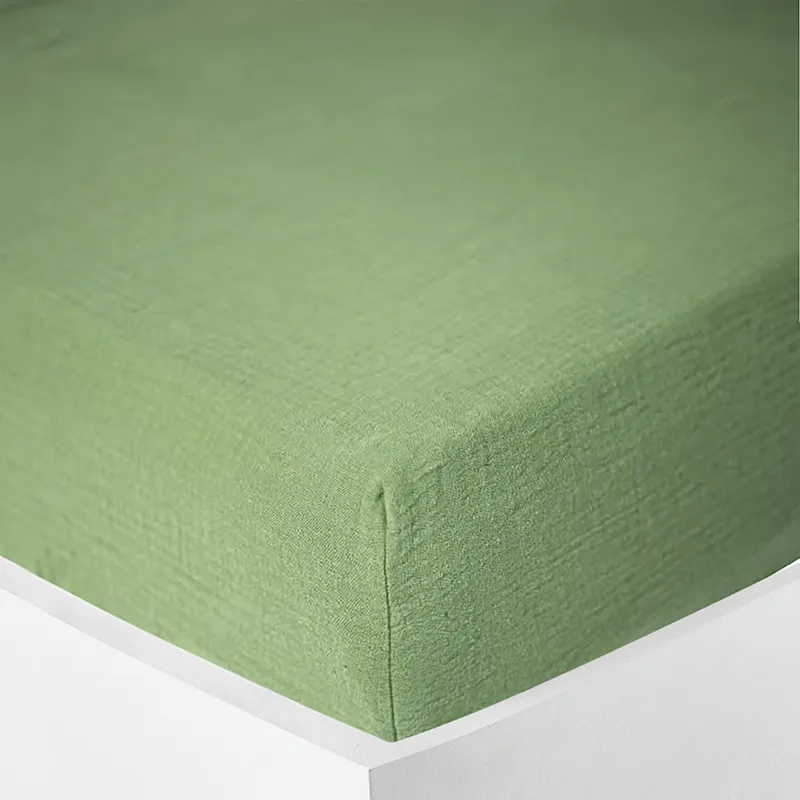 Drap-Housse Gaze de coton Noah Bonnet 30cm Olive-1