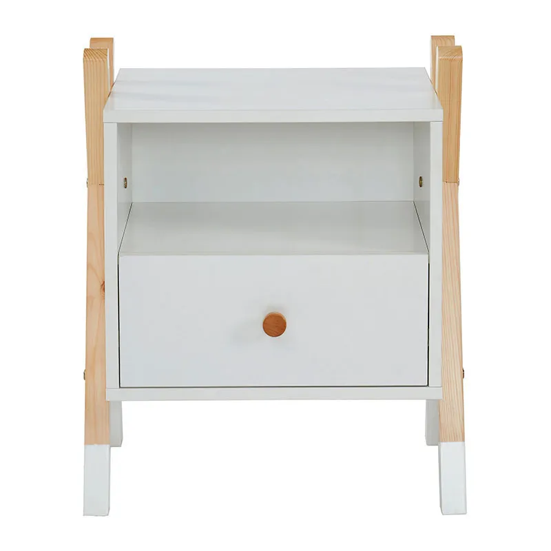 Table de chevet Tipi Bois/Blanc - 46x30x55cm-3