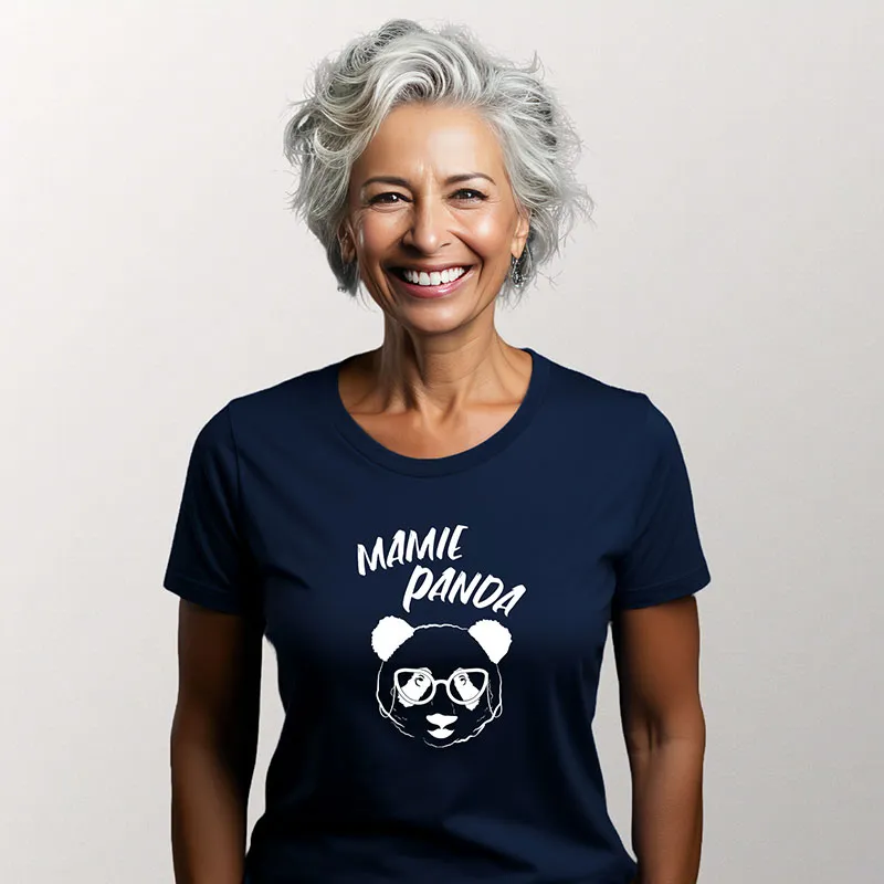 T-shirt Femme BIO Mamie-panda - Navy-0