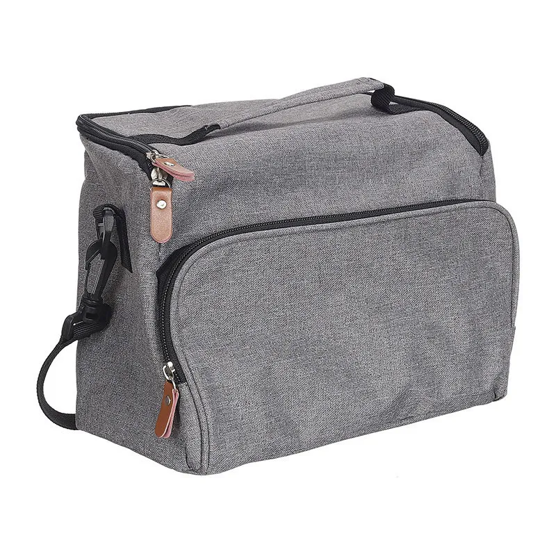 Lunch bag zippé Gris/Noir/Camel - 25,4x20,3x12,7cm-0