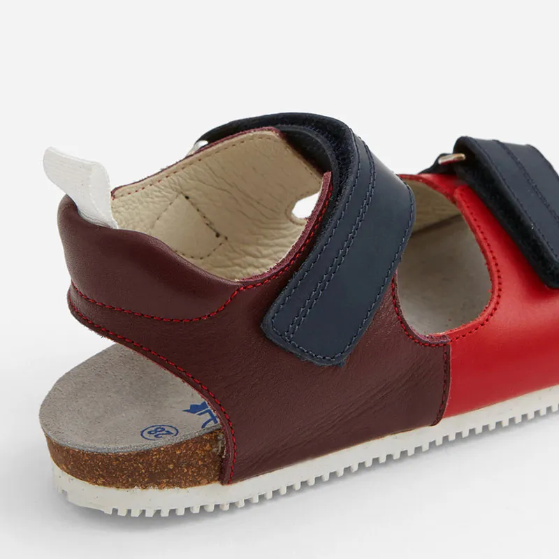 Nu-pieds Surf Bis Enfant Cuir - Rouge/Multi. JACADI-2