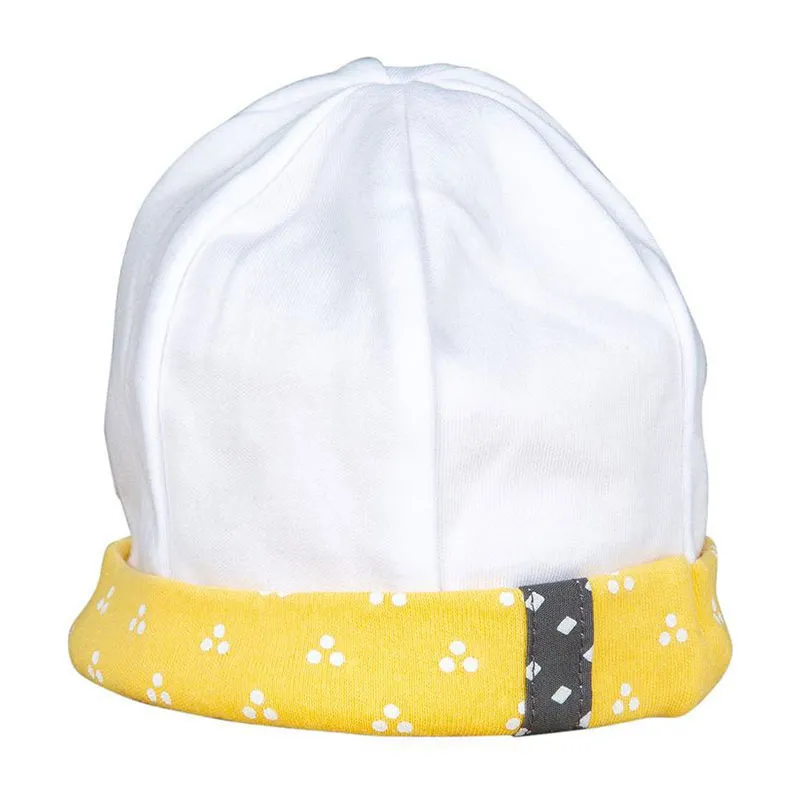Bonnet Peluche & pompon Jaune/Blanc-0