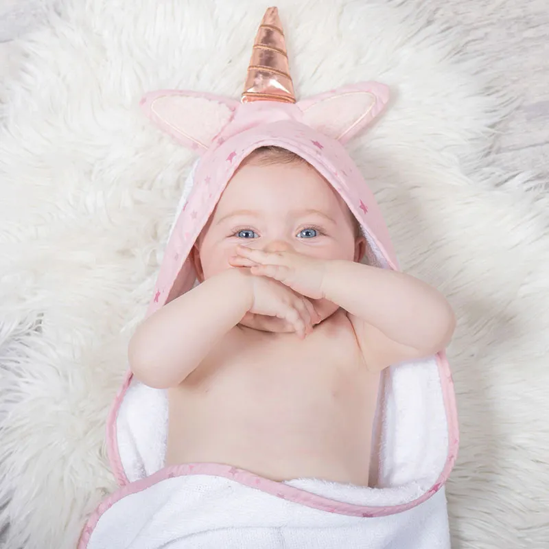 Sortie de bain + gant Jolly la Licorne - 75x75cm-1