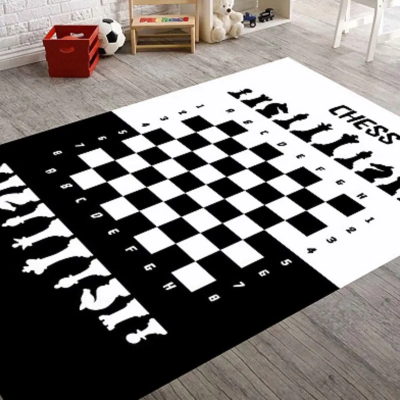 Tapis Enfant Échec Noir - Plusieurs dim. dispos-1