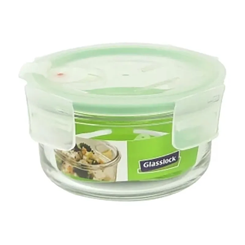 Récipient rond avec couvercle & valve 400ml - Transparent-0
