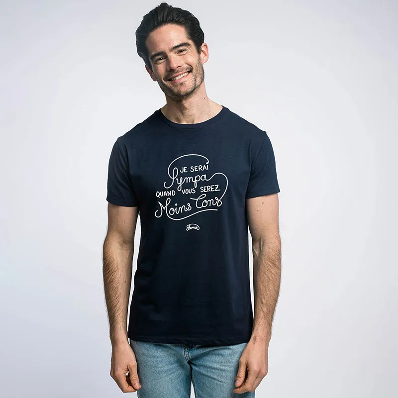 T-shirt Homme Je serai sympa quand vous serez moins con BIO - Navy-0