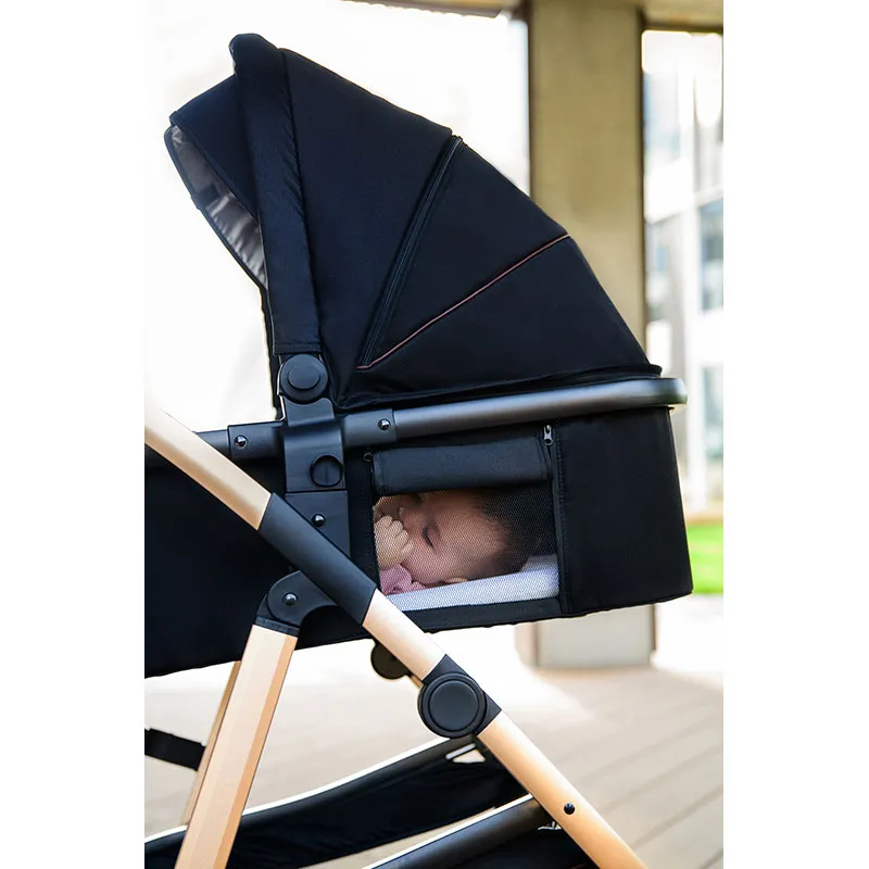Trio Poussette Amber + Nacelle + Cosy Gr.0+ Black Silver-31