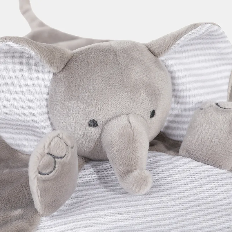 Doudou plat Éléphant Mixte - Gris chiné-4