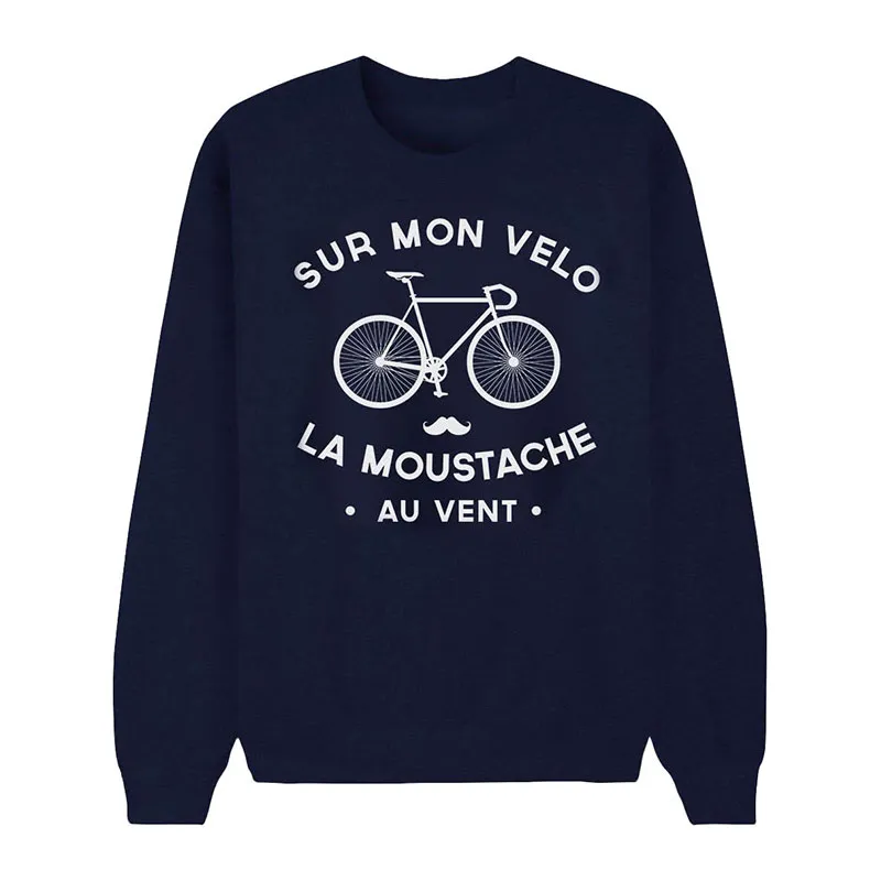 Sweat Homme La moustache au vent - Navy-0