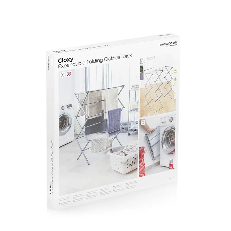 Séchoir à linge 3H pliable/extensible Cloxy - 74x103x38cm-4