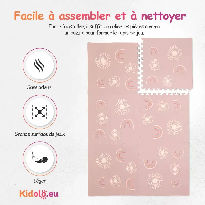 Tapis de jeu Puzzle Arc-en-ciel Rose - 120x180cm-4