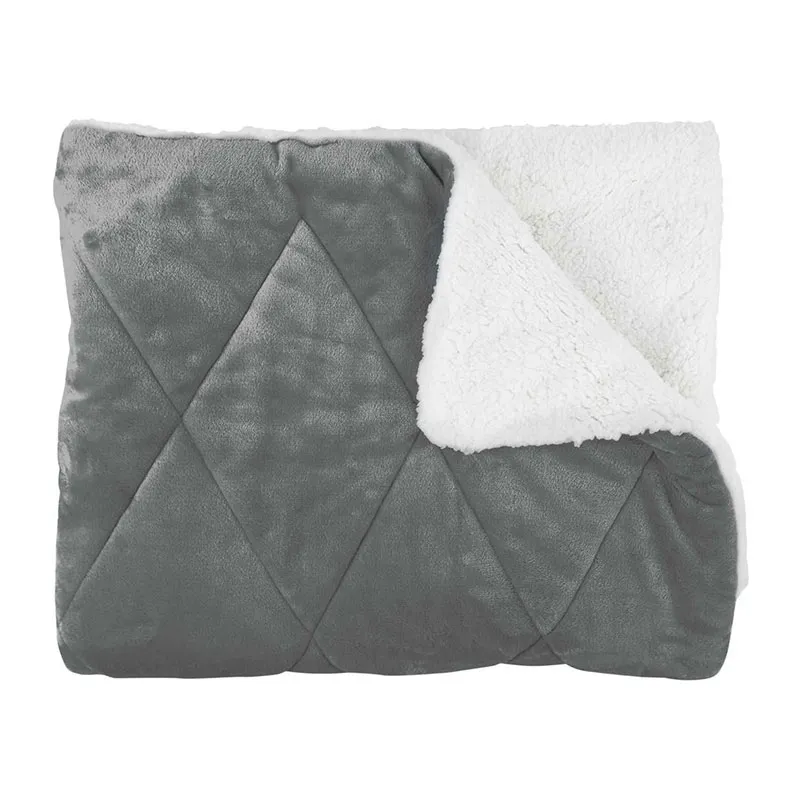 Couvre-lit Sherpa Gris - 220x240cm-1