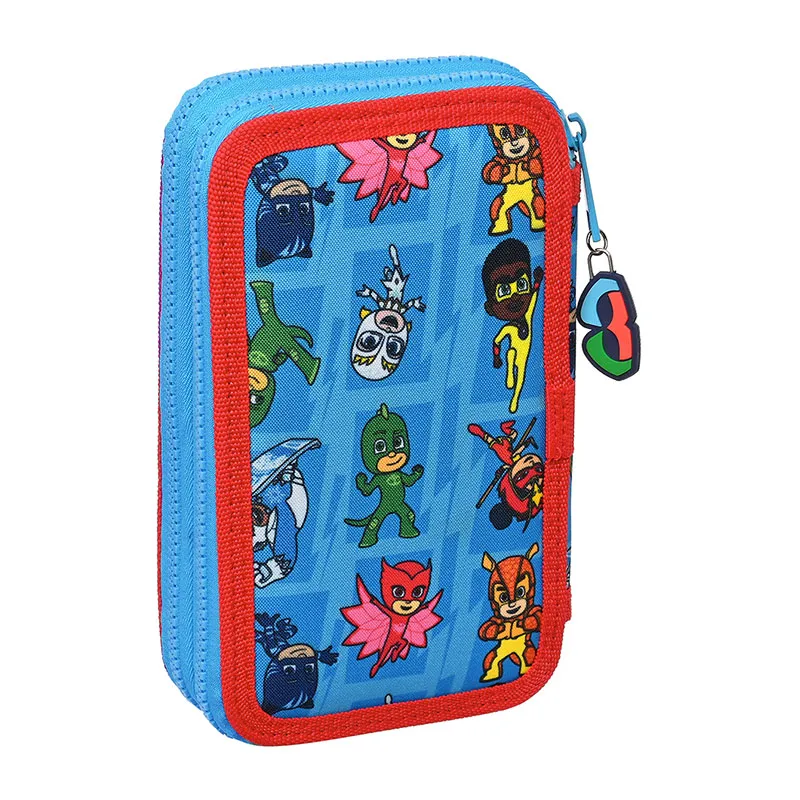 Trousse double + Access 28pcs. Pyjamasques - 12,5x19,5cm-1