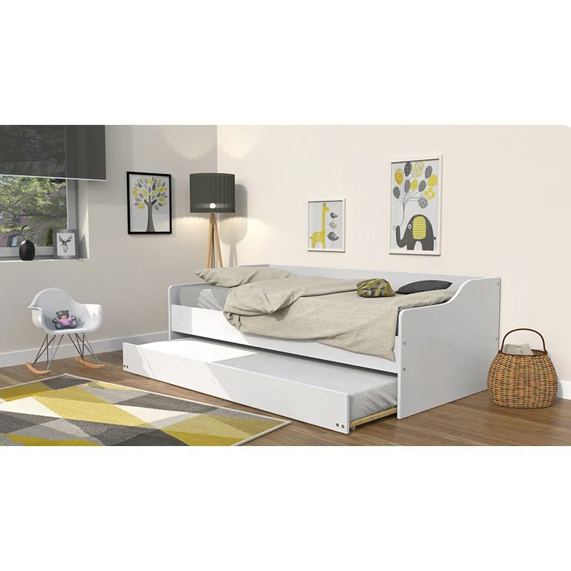 Lit gigogne Sweet + 2 Sommiers + Tiroir-lit Blanc - 90x200cm-4