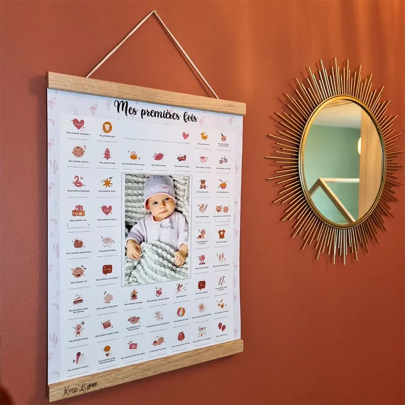 Affiche Mes Premières fois + Kit d'empreintes + Tampon + Baguette de suspension - Flamant-8