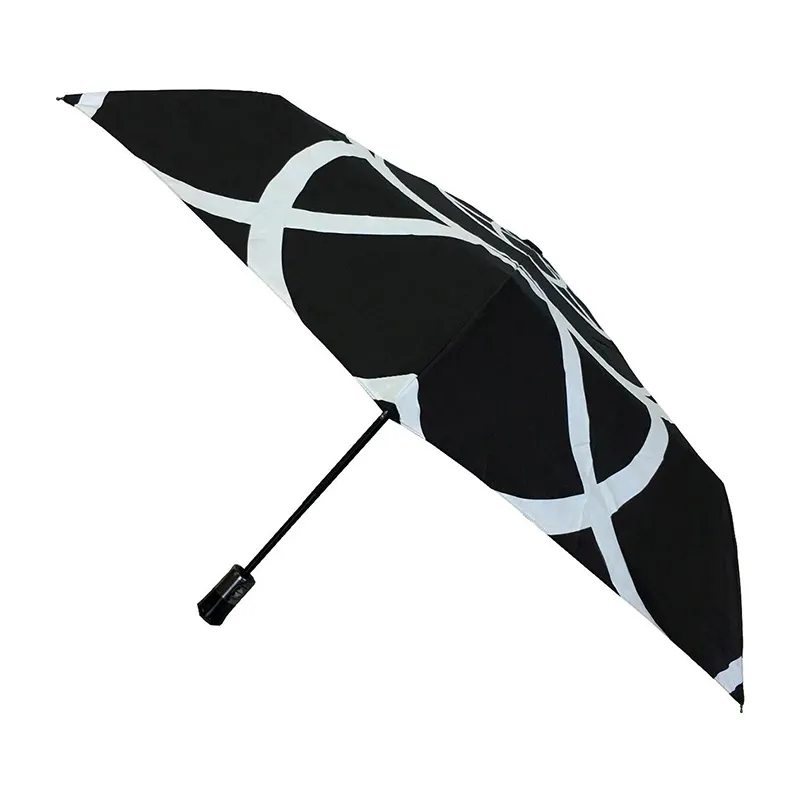 Parapluie pliant Fleur géométrique Smati - Noir/Blanc-1