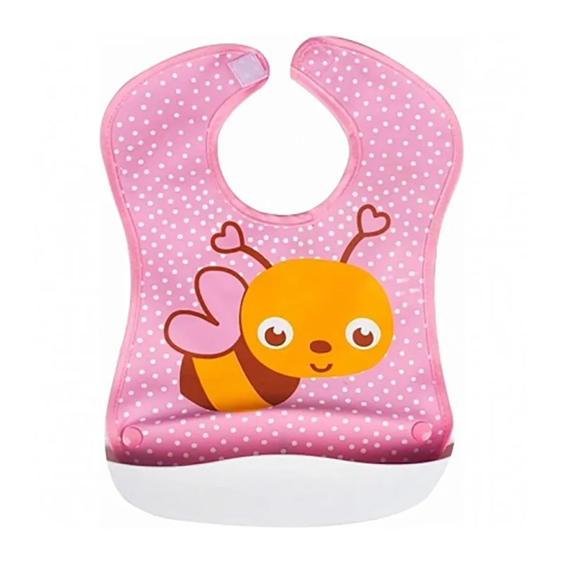 Bavoir avec récupérateur Abeille Rose/Orange - 8m+-0