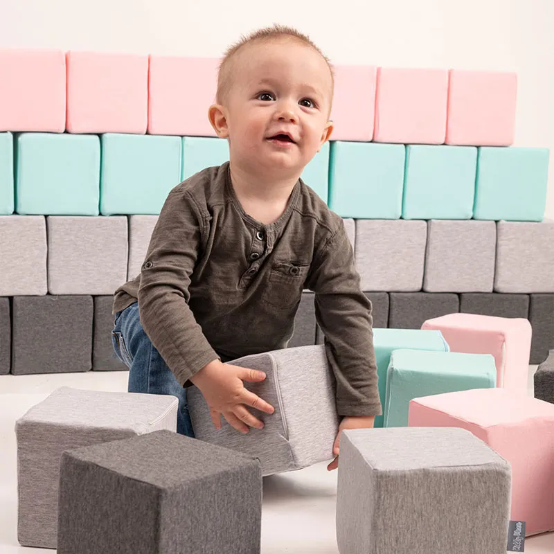 Blocs en mousse Gris/Rose/Menthe 12pcs - 14cm-6