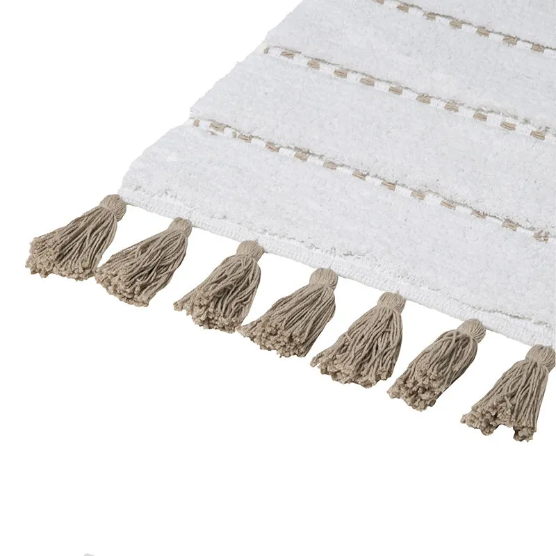Tapis en coton Pompon Taupe - 75x50x1cm-2
