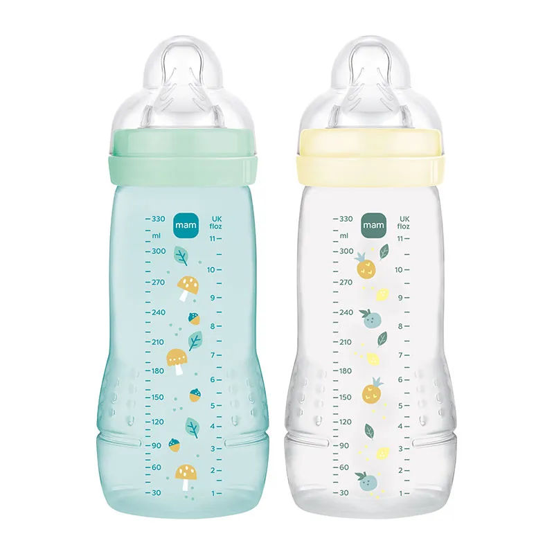 2 Biberons Easy Active 330ml Tétine X Coloré - Gris/Bleu-0