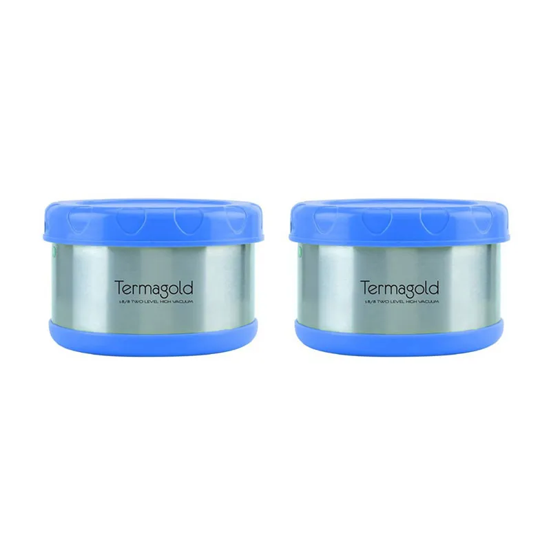 Set 2 Lunchbox isotherme Acier inox/Bleu - 2x500ml-0