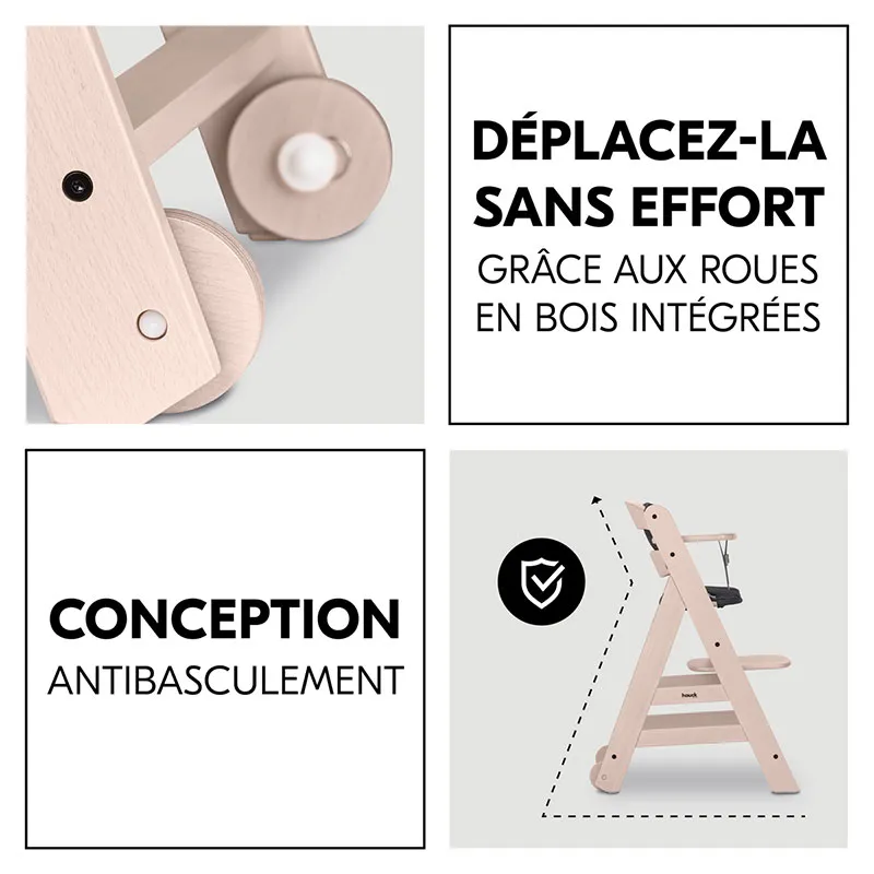 Chaise haute Beta+ avec harnais Whitewashed - 6m+-2
