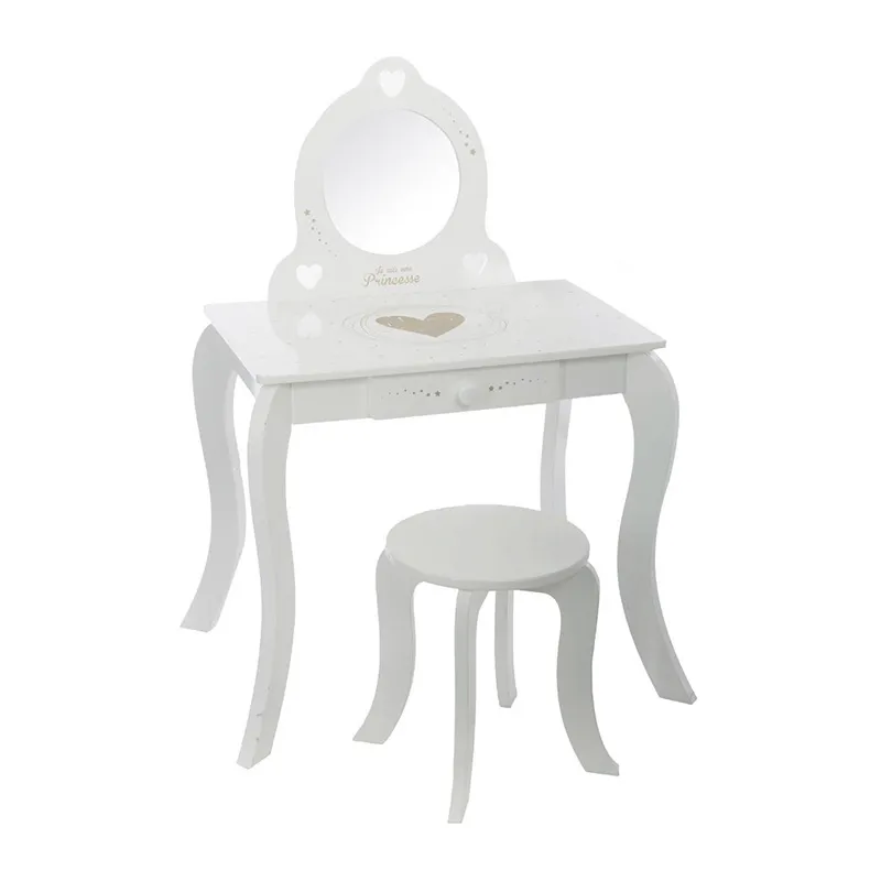 Coiffeuse & Tabouret Blanc - 92x50,5cm-0