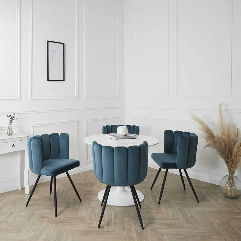 2 Chaises velours Ariel Bleu Canard - 52.5x50.5x79.7cm-0