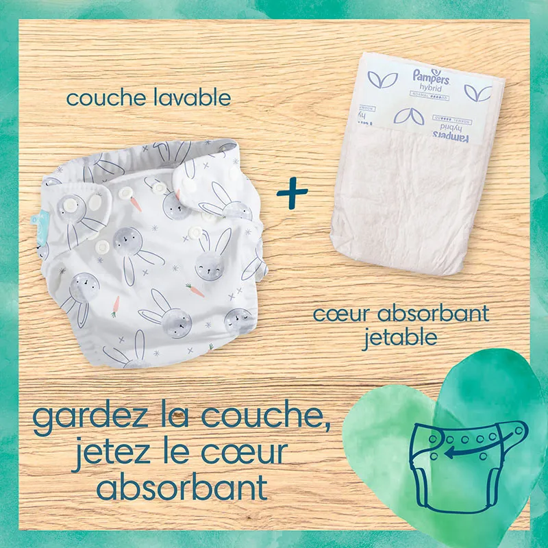 3 Couches Lavable Hybrid + 25 Coeurs absorbants - 3-16kg-4