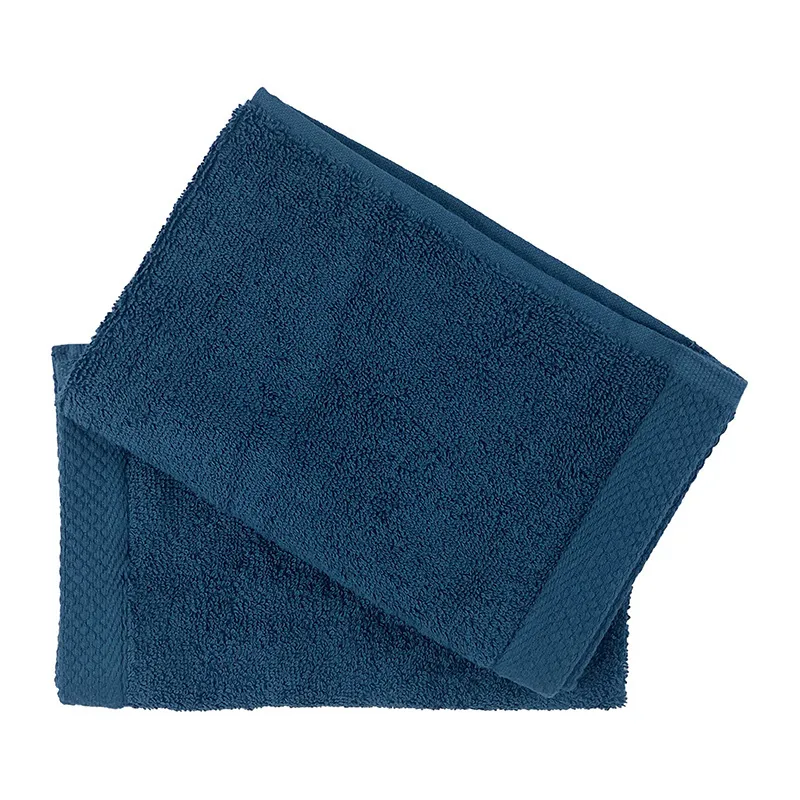2 Serviettes invité Coton Bleu jean - 50x30cm-0