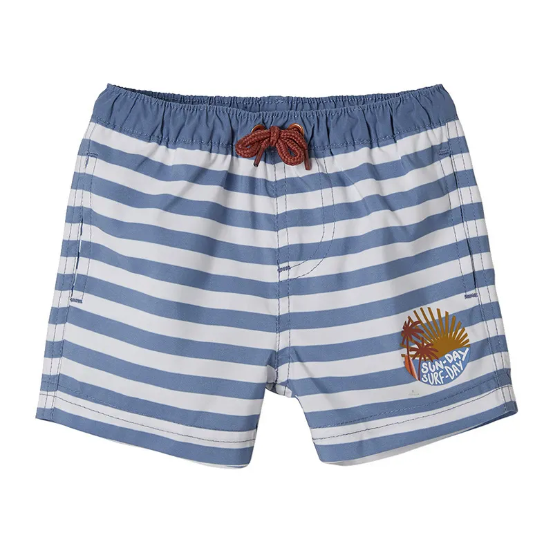 Short de bain rayé - Bleu-1