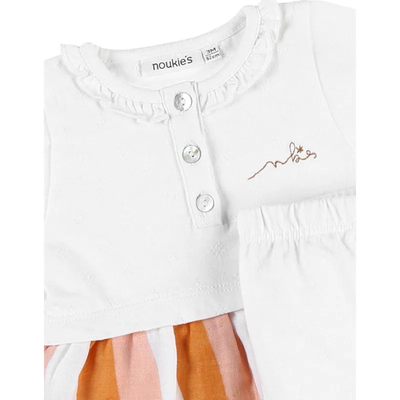Robe MC + Legging Rayures - Orange/Blanc-3