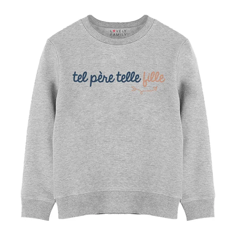 Sweat Enfant Tel père telle fille 3 - Gris Chiné-0