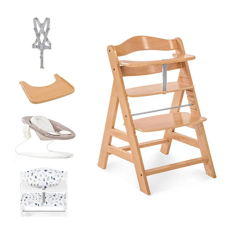 Chaise-haute Alpha+ + Transat Alpha Bouncer 2en1 + Tablette + Coussin Deluxe Espace - 0m+-0
