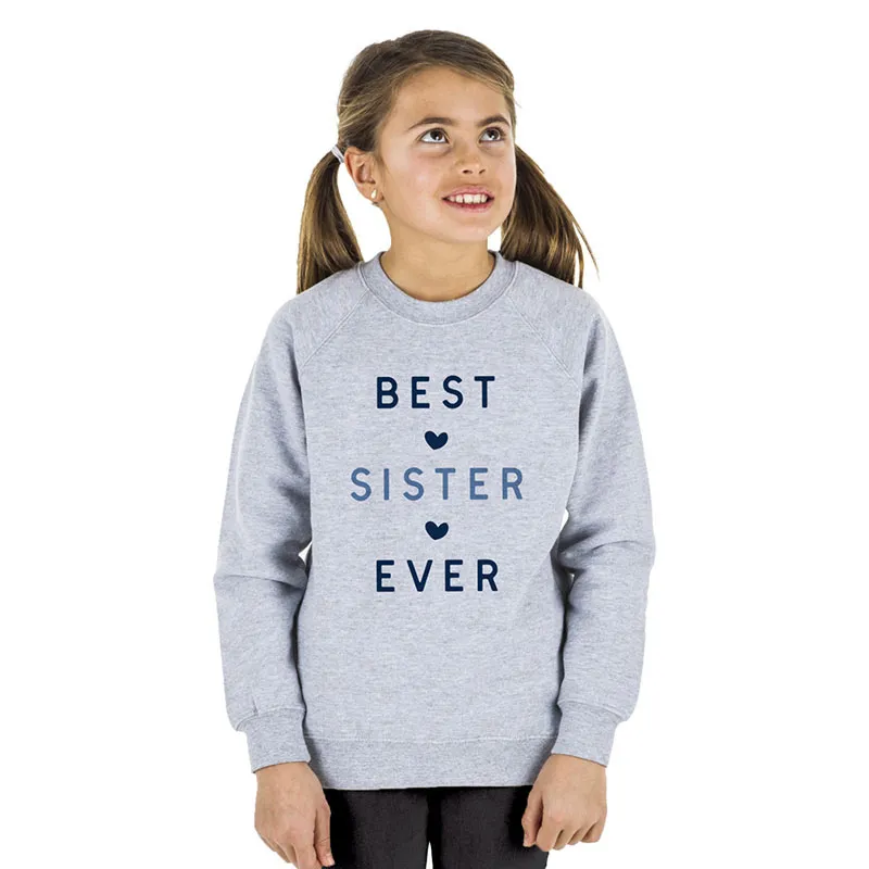 Sweat Fille Best sister ever 2 mpt - Gris chiné-0