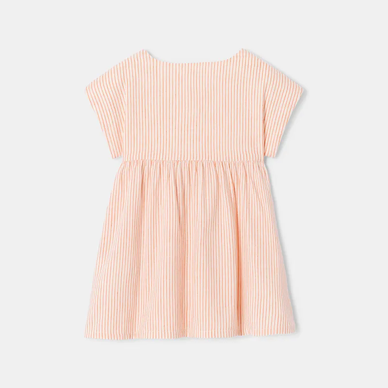 Robe à manches Fille - Abricot-1