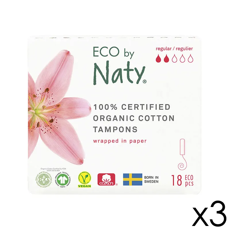 54 Tampons sans appli. Coton BIO Normal - 3x18-0