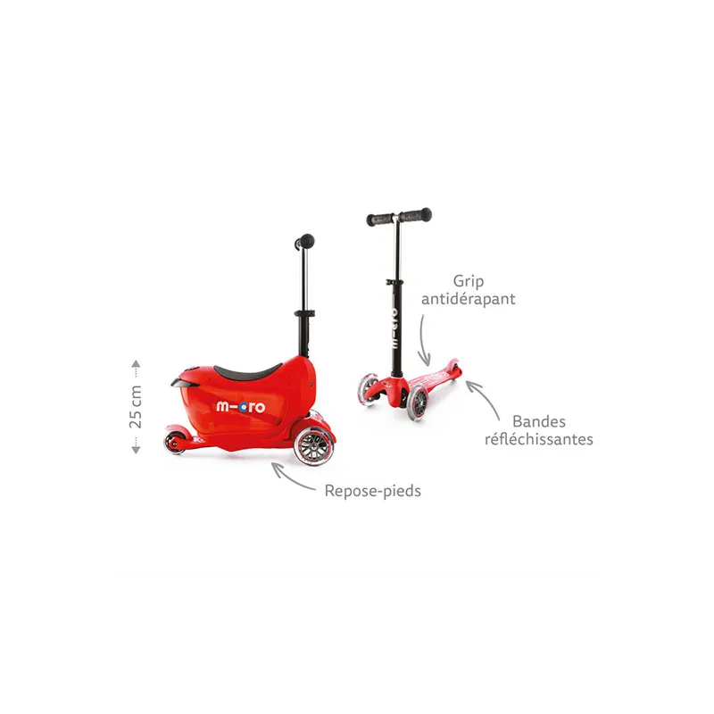 Trottinette évolutive mini2go Deluxe+ Rose -  12m+-2