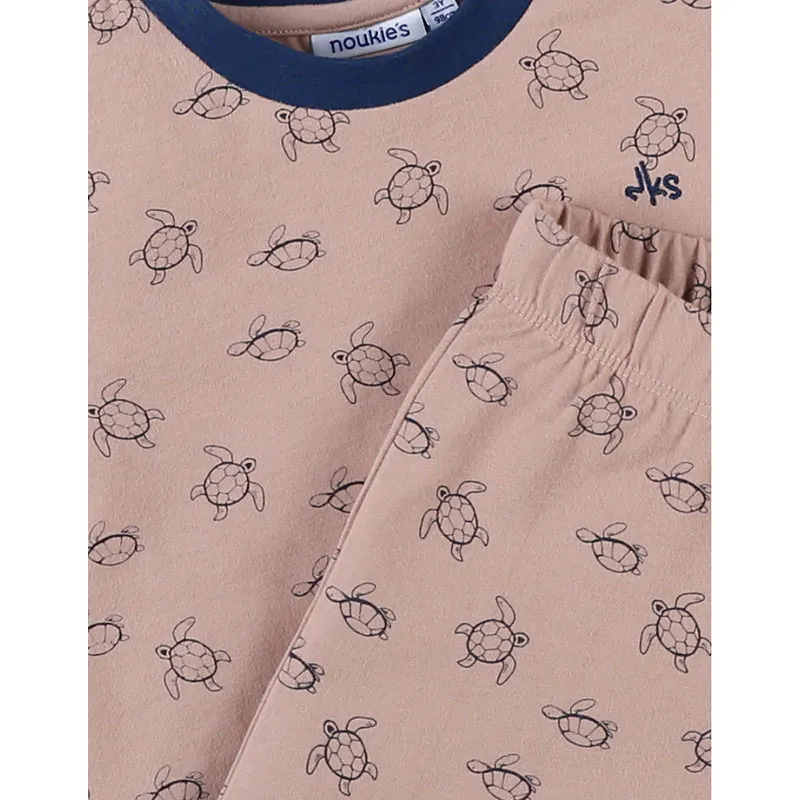 Pyjama short + T-shirt MC Tortue - Beige/Marine-4