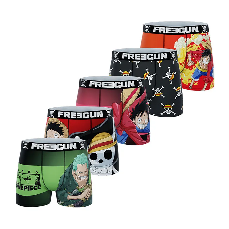 Lot de 5 boxers homme One piece  - Noir/Vert/Rouge/Jaune-0