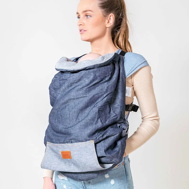 Couverture pour porte bébé - Denim Brut/Gris-1
